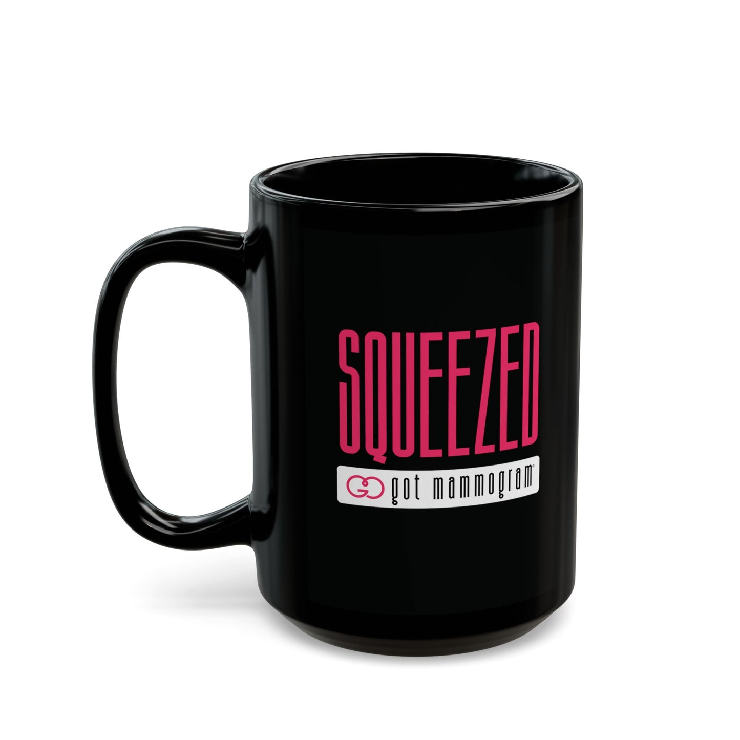 Squeezed Mammogram Black Mug (11oz, 15oz) - Breast Cancer Awareness