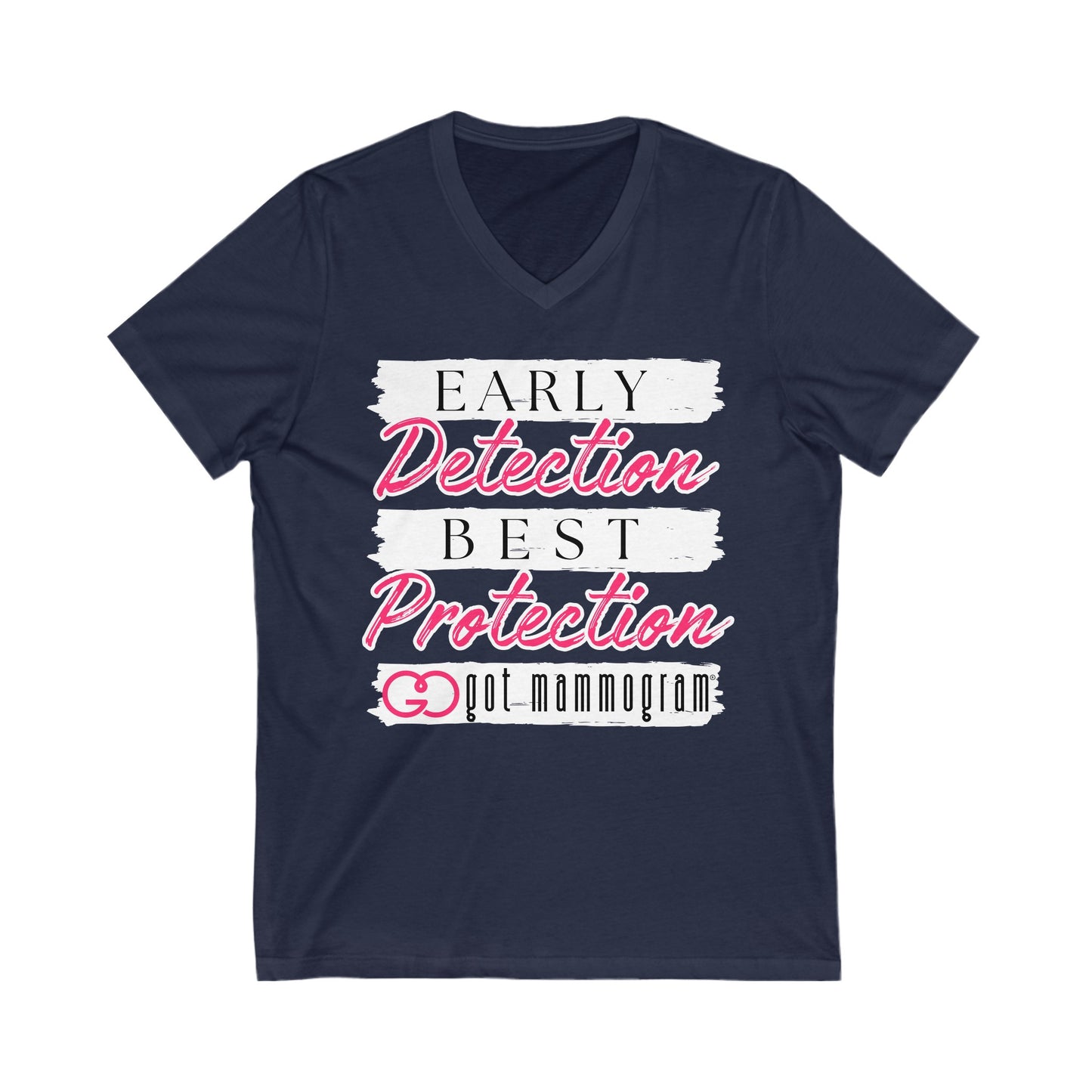 Early Detection Best Protection Mammogram V-Neck T-Shirt Breast Cancer Awareness