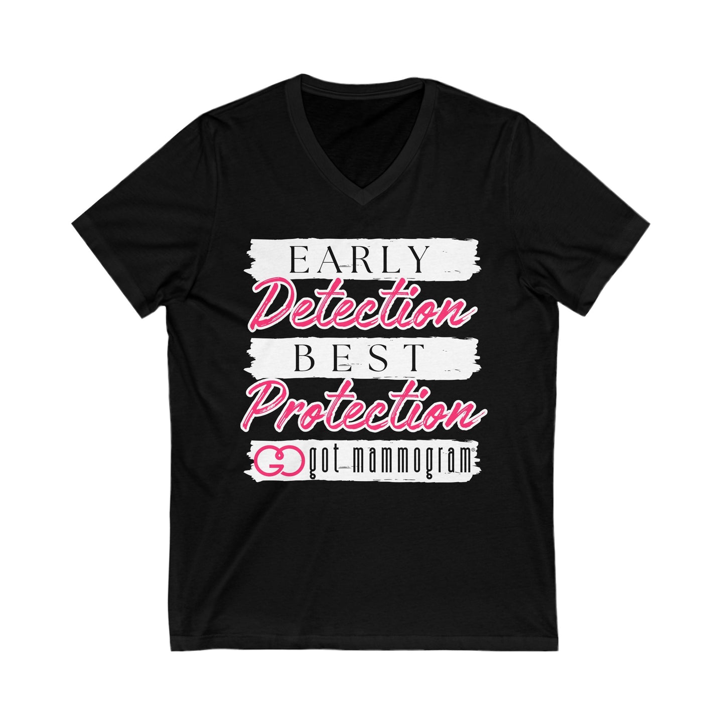 Early Detection Best Protection Mammogram V-Neck T-Shirt Breast Cancer Awareness