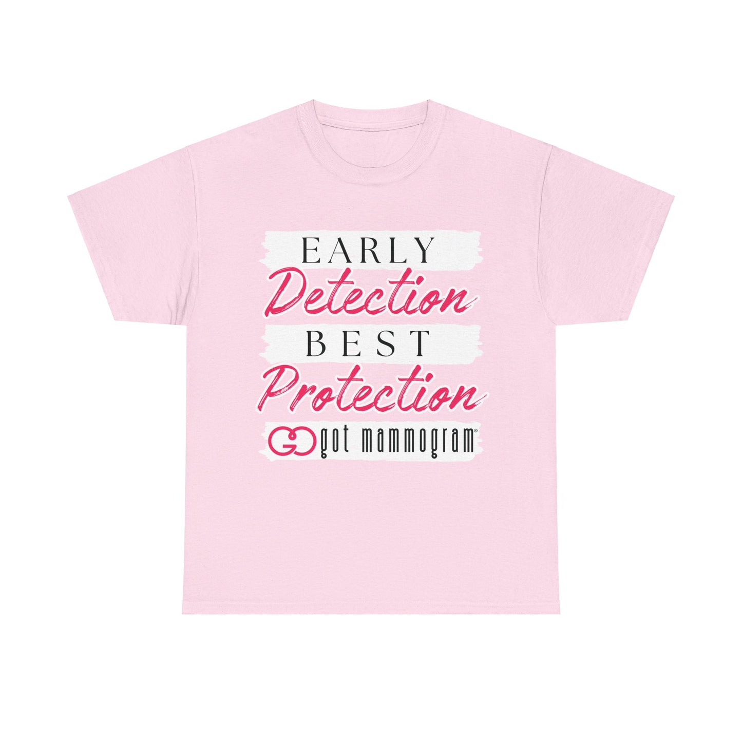 Early Detection Best Protection Mammogram Heavy Cotton T-Shirt - Breast Cancer Awareness