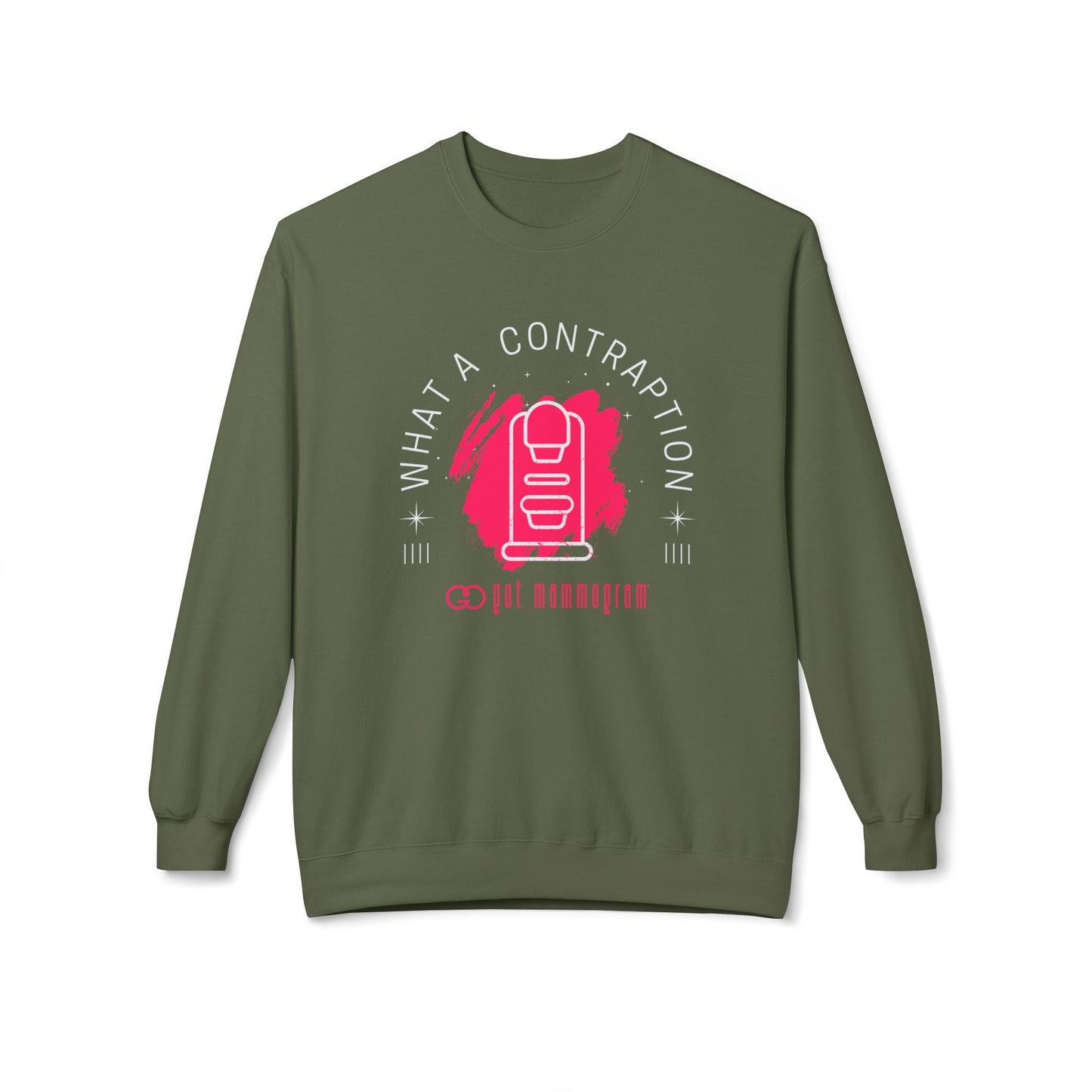 What A Contraption Mammogram Sweatshirt - Breast Cancer Awareness - White Font