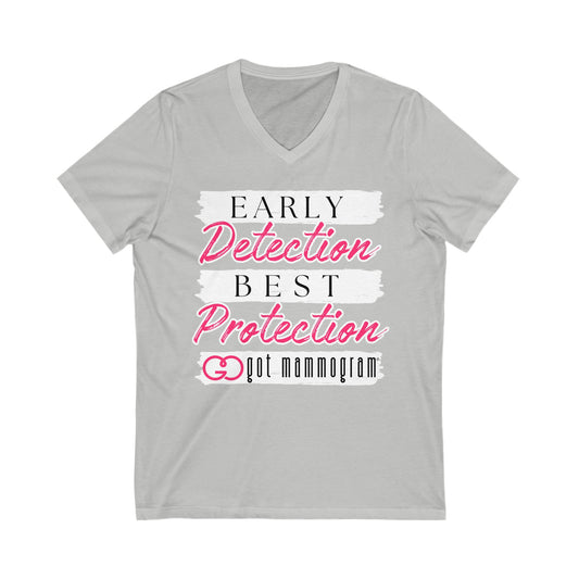 Early Detection Best Protection Mammogram V-Neck T-Shirt Breast Cancer Awareness