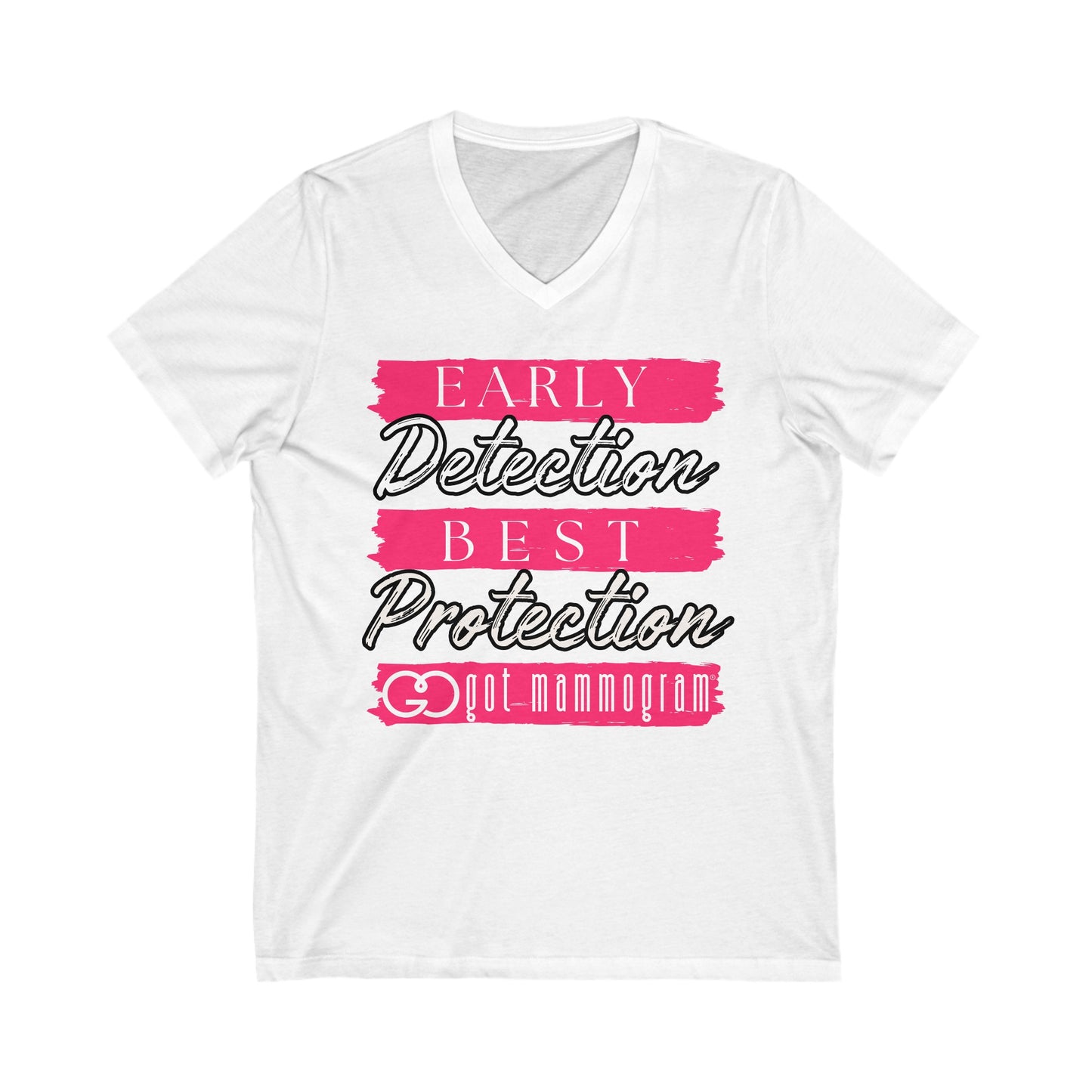 Early Detection Best Protection Mammogram V-Neck T-Shirt Breast Cancer Awareness