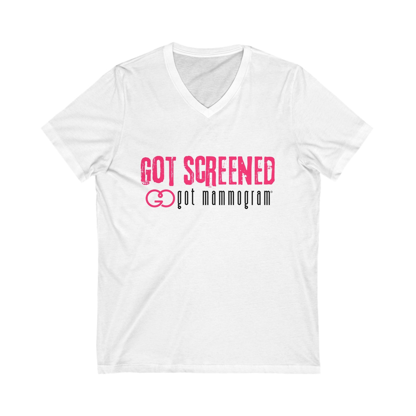 Got Screened Mammogram V-Neck T-Shirt - Breast Cancer Awareness